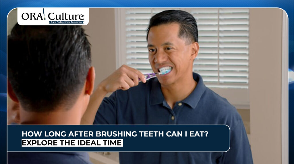 Man brushing his teeth, wondering how long after brushing teeth can I eat